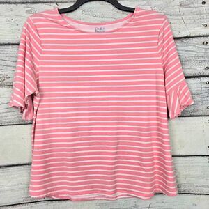 Croft & Barrow Womens XXL Pink White Stripe Top